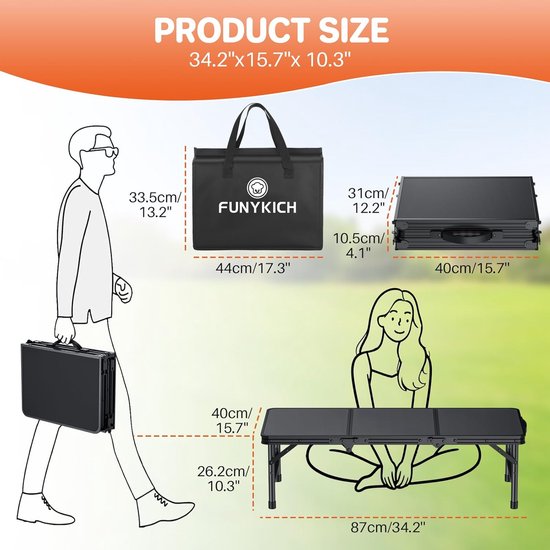 Lage Opvouwbare Picknicktafel voor Camping en Strand, Draagbaar met Draagtas — afbeelding 2