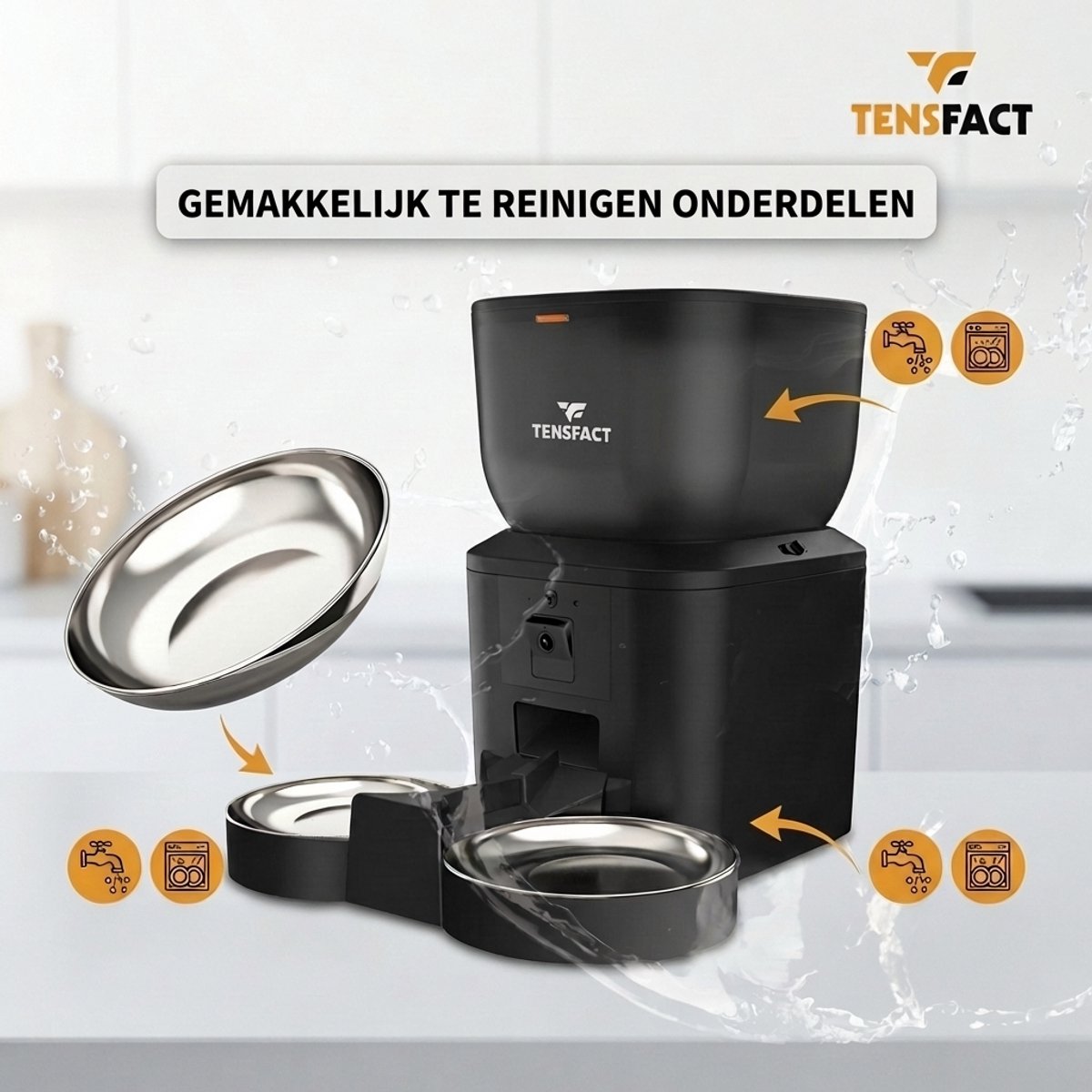 Tensfact Automatische Voerbak Kat met Full HD Camera Zwart - afbeelding 3