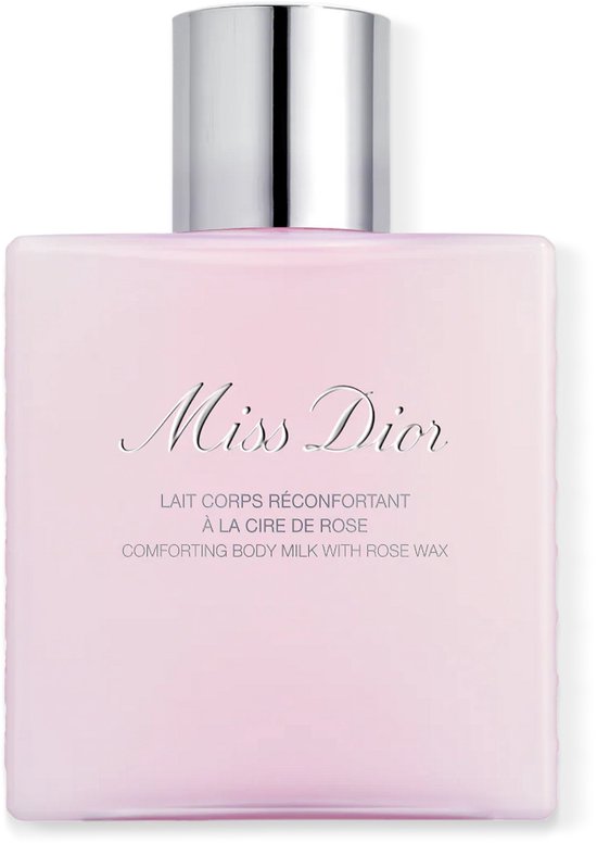 Roze fles Miss Dior Lait Corps Réconfortant met zilveren dop.