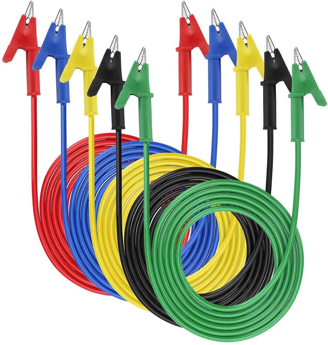 Set van 5 testkabels met krokodillenklemmen 15A 3 meter