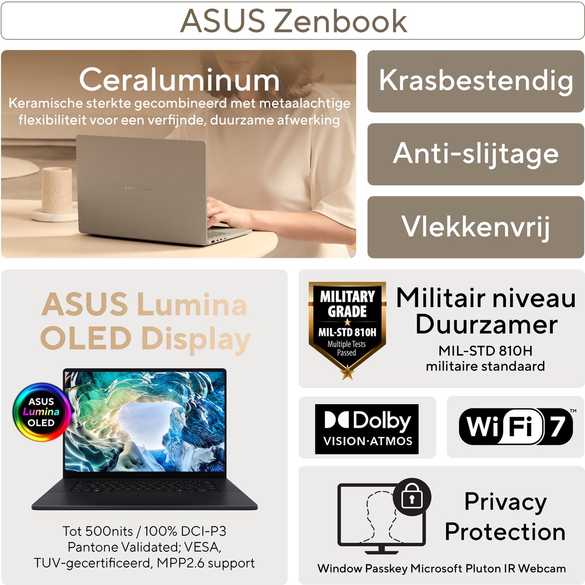 ASUS Zenbook A16 UX3607OA‑SQ013W – Copilot+ Laptop - 16 inch - 3K - Snapdragon X2E‑94 - 48GB/1TB - Wi‑Fi 7 thumbnail 3