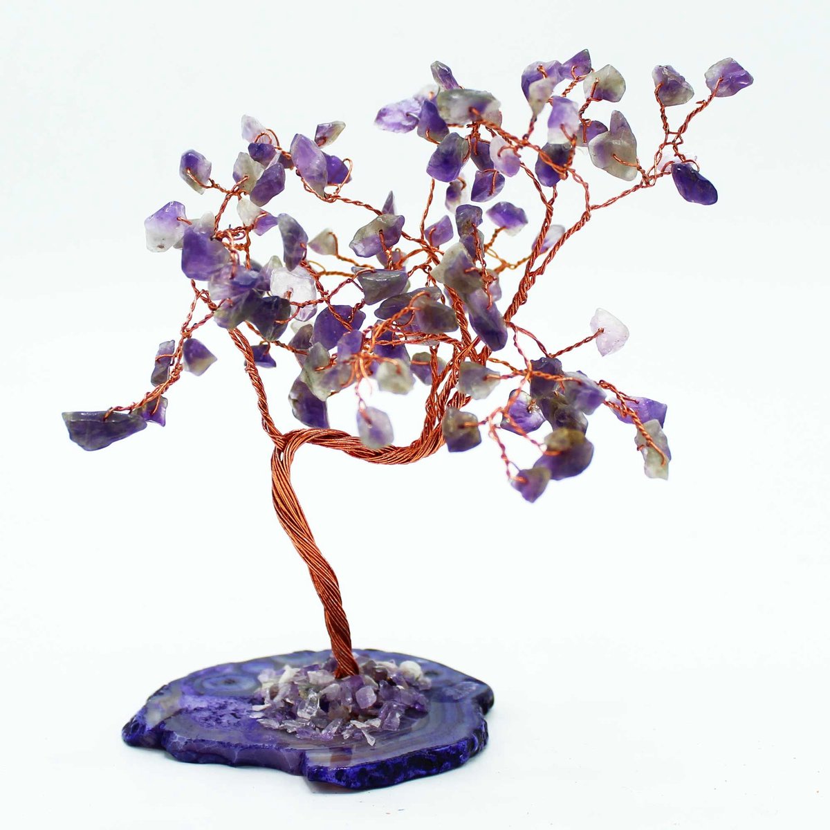 Ancient Wisdom Edelsteenboom Amethist – Agaat Basis – 100 Stenen – Decoratieve Kristalboom