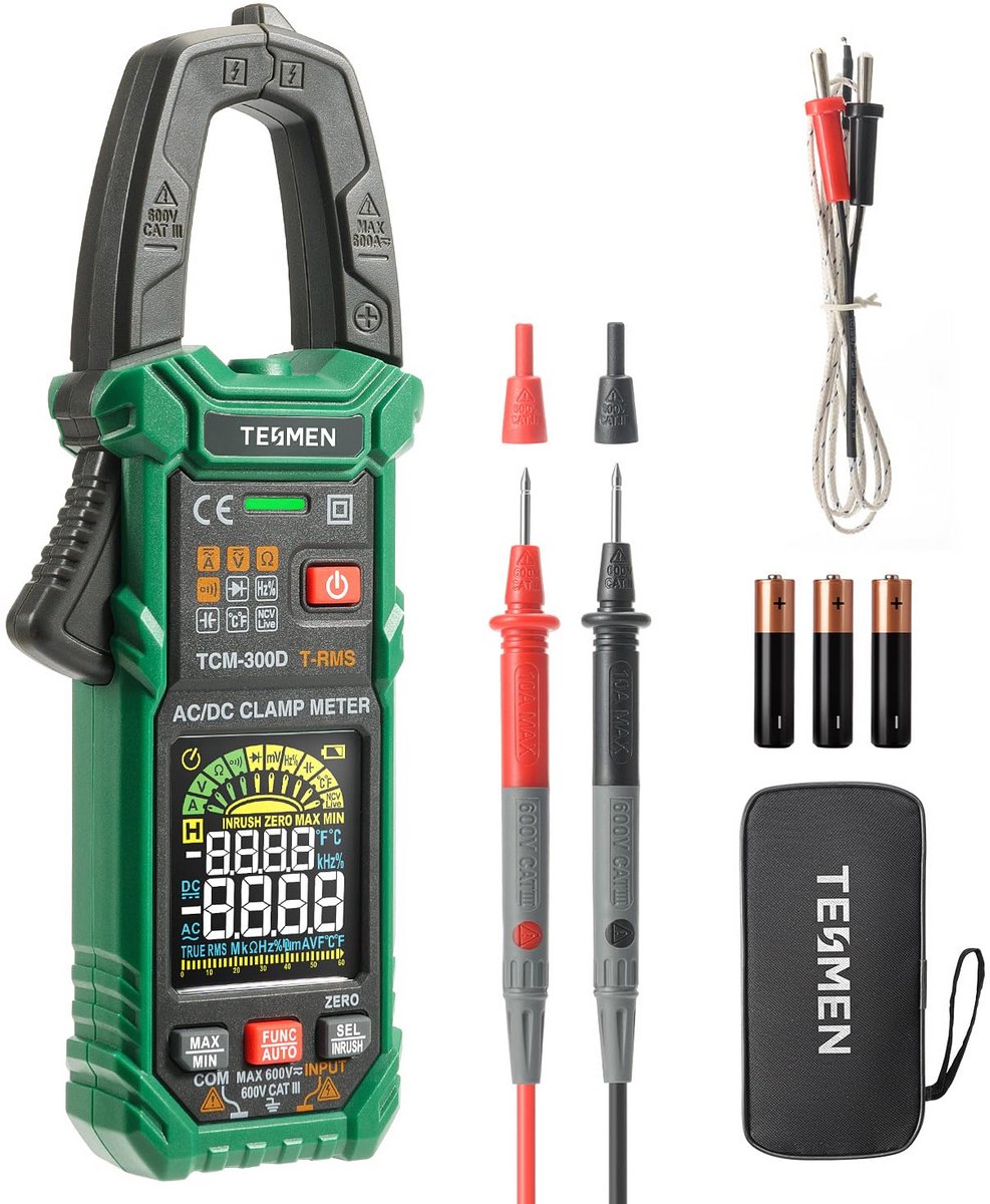 Digitale klemmeter 6000 counts T-RMS ampèremeter auto-range multimeter met AC/DC stroom en spanning