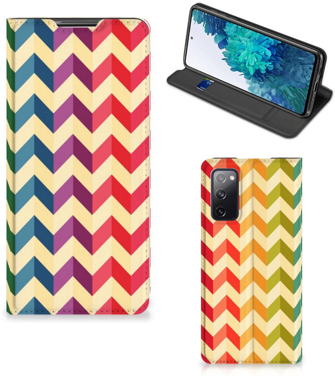 Standcase Hoesje voor Samsung Galaxy S20 FE Hoesje met Magneet Zigzag Multi Color