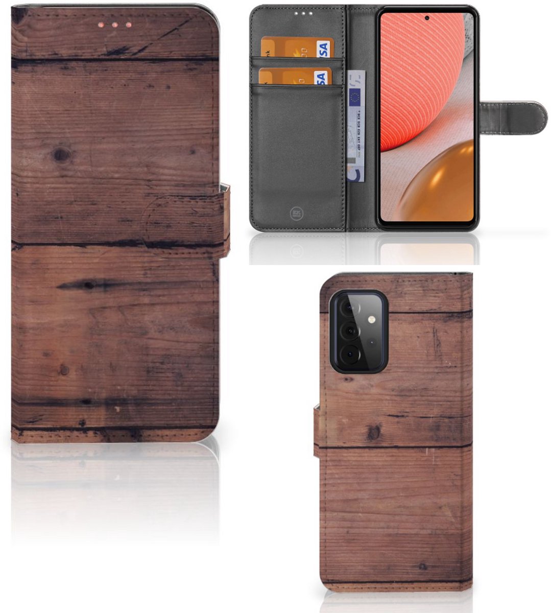 Boekhoesje voor Samsung Galaxy A72 Book Style Case Old Wood