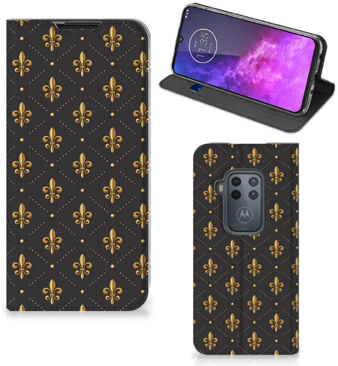 Motorola One Zoom Hoesje met Magneet Franse Lelie