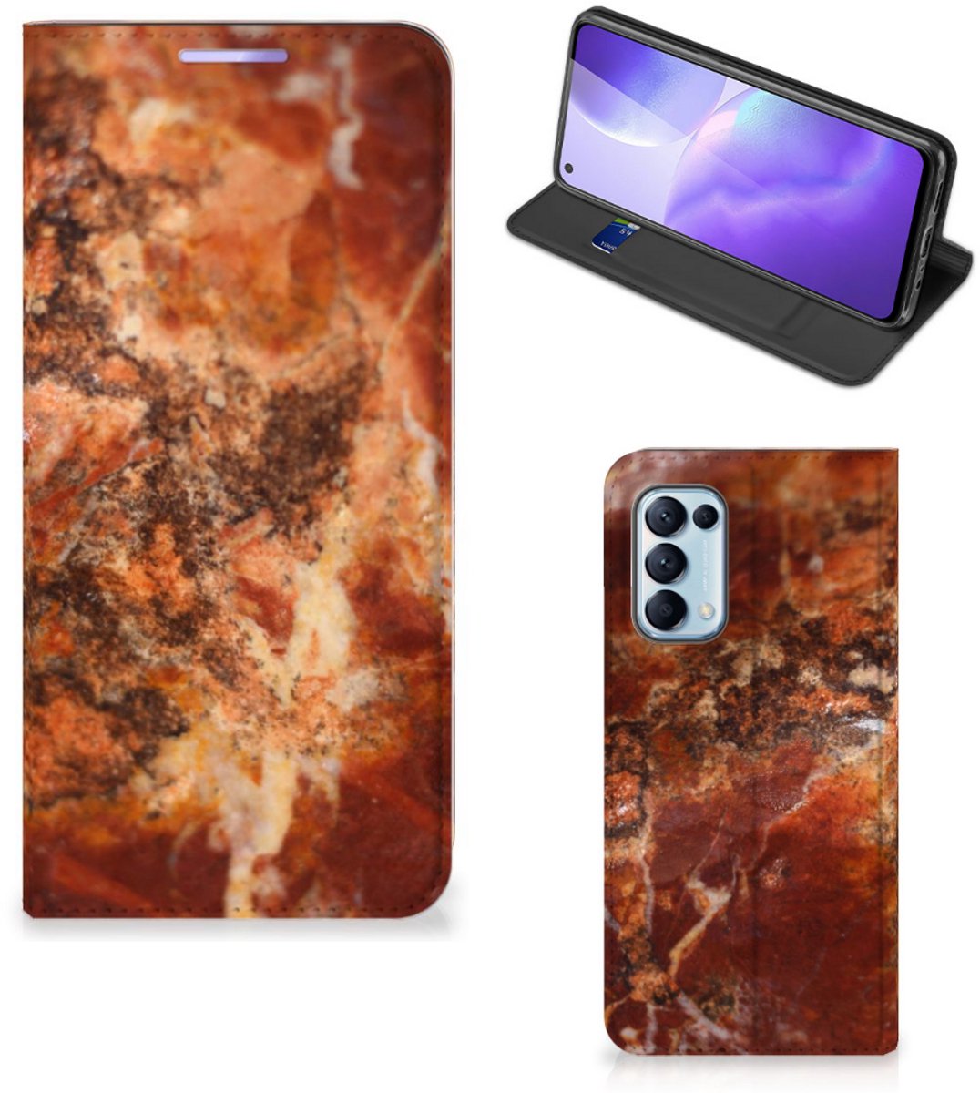 OPPO Find X3 Lite Standcase Marmer Bruin