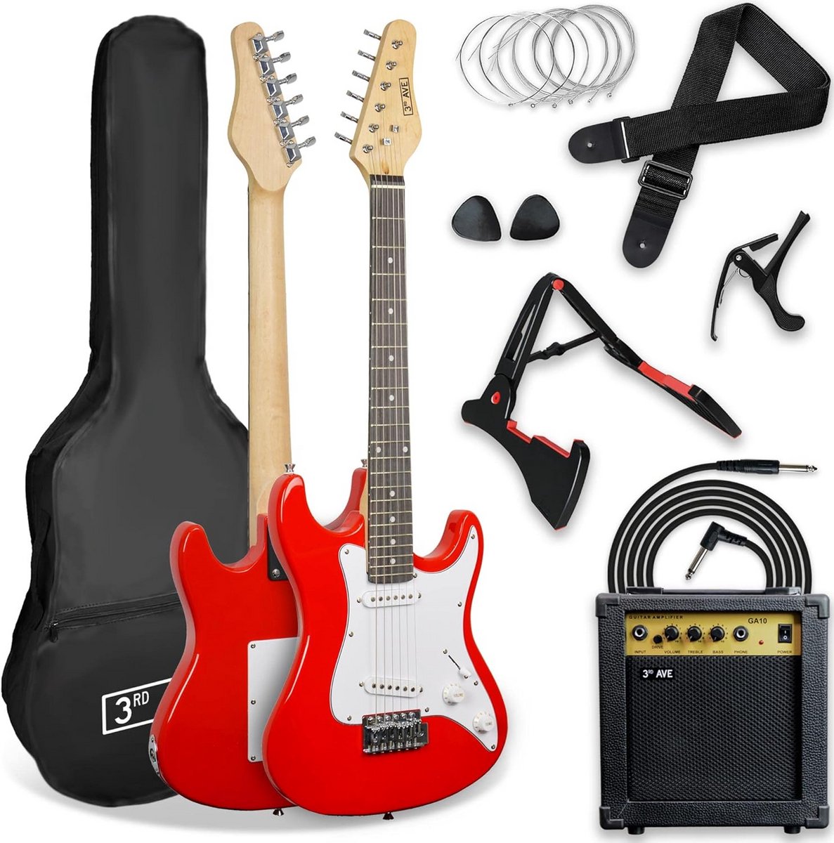 Elektrische gitaar 3/4 formaat met versterker en accessoires – Rood