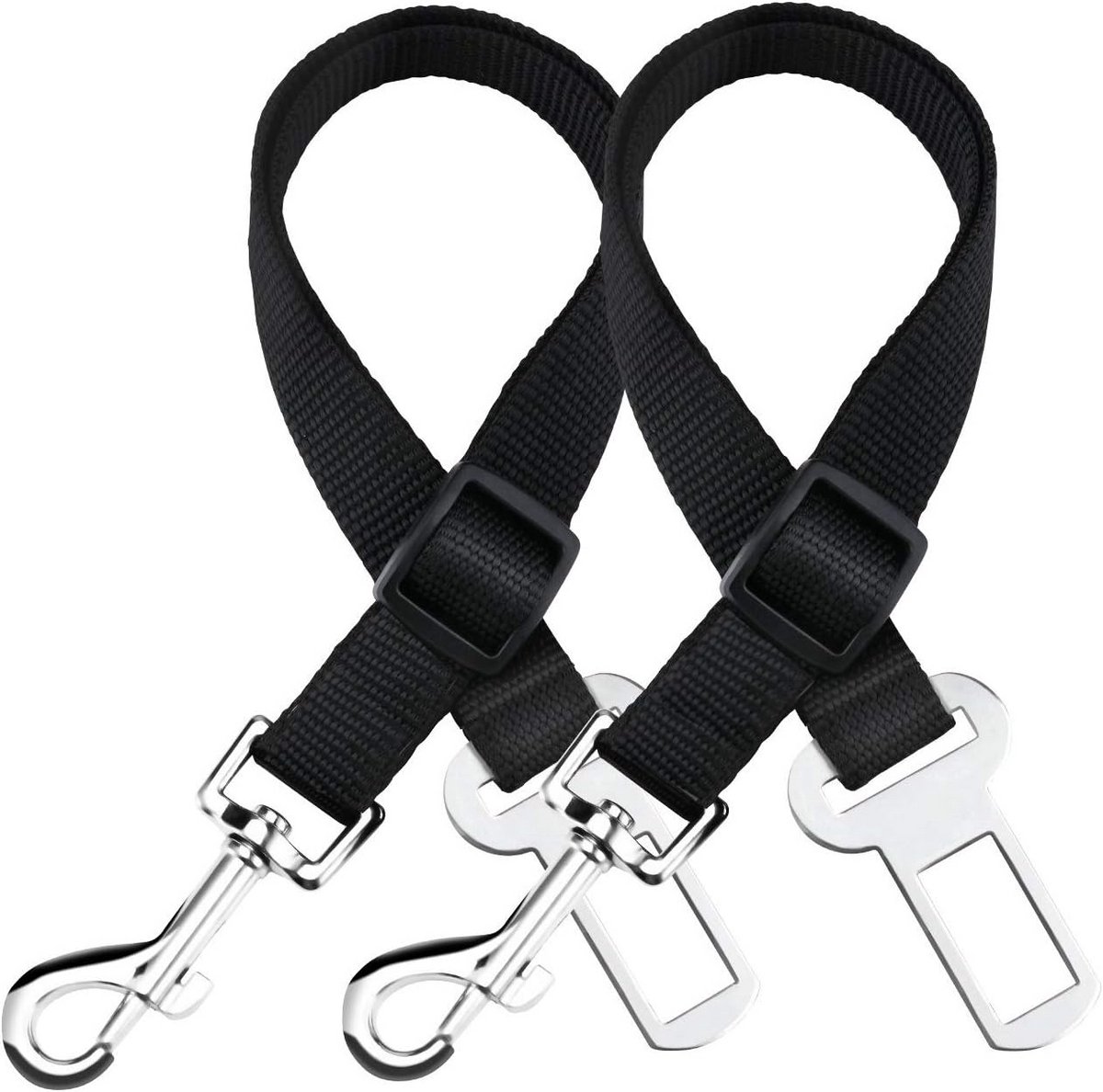 Verstelbare Honden- en Kattenautogordel - 51 inch, 360 Graden Draaibaar, Nylon Veiligheidsharnas (2 Stuks)