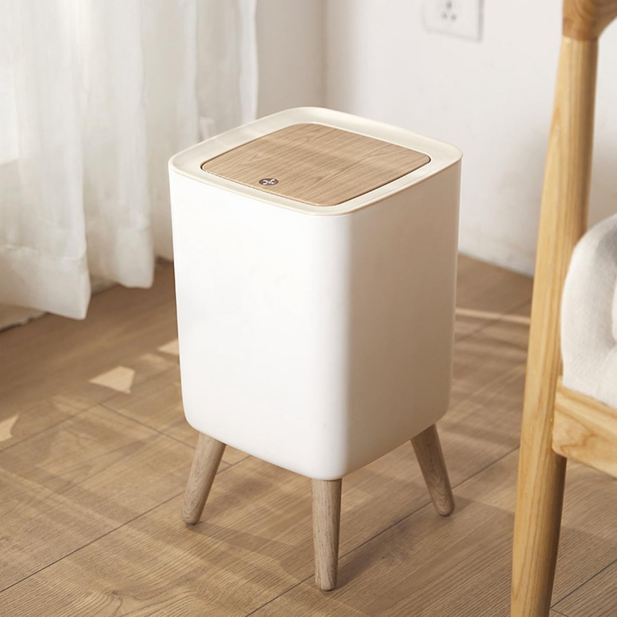 Mini Vuilnisemmer met Deksel - 10 Liter, Ruimtebesparende Afvalemmer voor Keuken, Badkamer en Kantoor