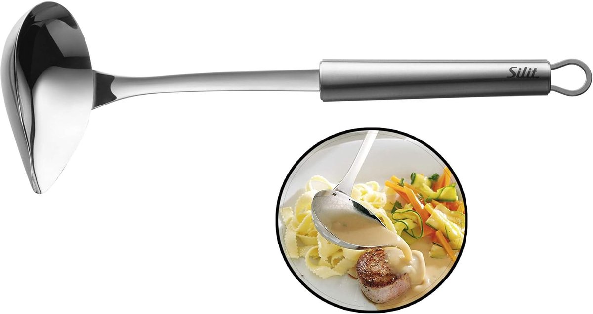 sauslepel 28 cm, sauslepel met snuit, pollepel, pollepel, gepolijst roestvrij staal, soeplepel vaatwasmachinebestendig