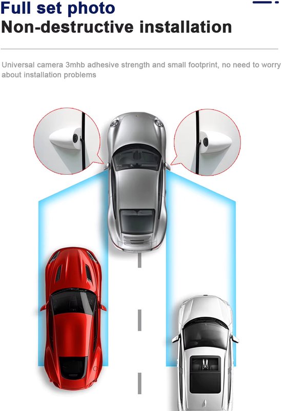 Door Overheid Geadviseerde HD 5 Inch Auto Zijspiegelmonitor - Blind Spot Camera Systeem - AHD 720P Nachtzicht Waterdicht - L/R Digitale Achteruitkijkcamera - Zwart van Merkloos — afbeelding 3