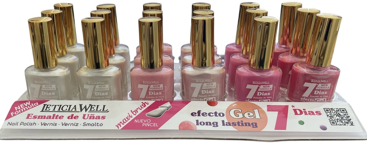 Leticia Well - Set met 6 Flesjes Parelmoer Nagellak - Wit / Ivoor / Roze - Inhoud per flesje 13 ml.