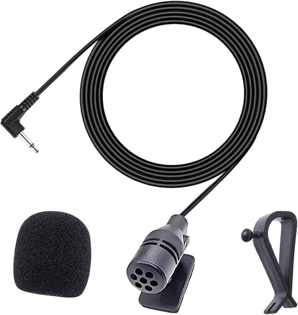 Microfoon voor autoradio met clip - 3,5 mm kabel voor spraakopnames en audio/video