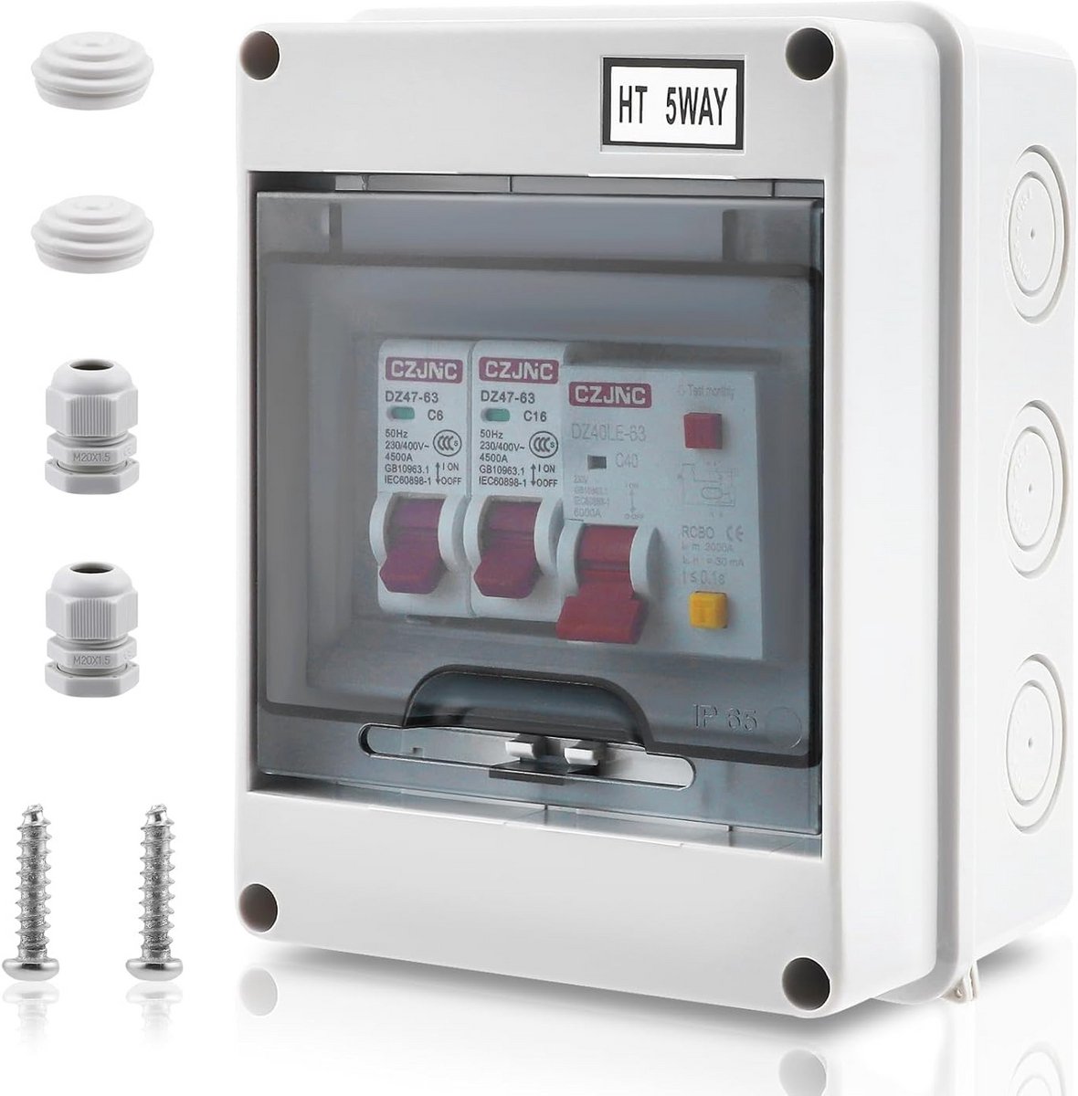 Waterdichte zekeringkast met IP65, voor caravans, garages en werkplaatsen