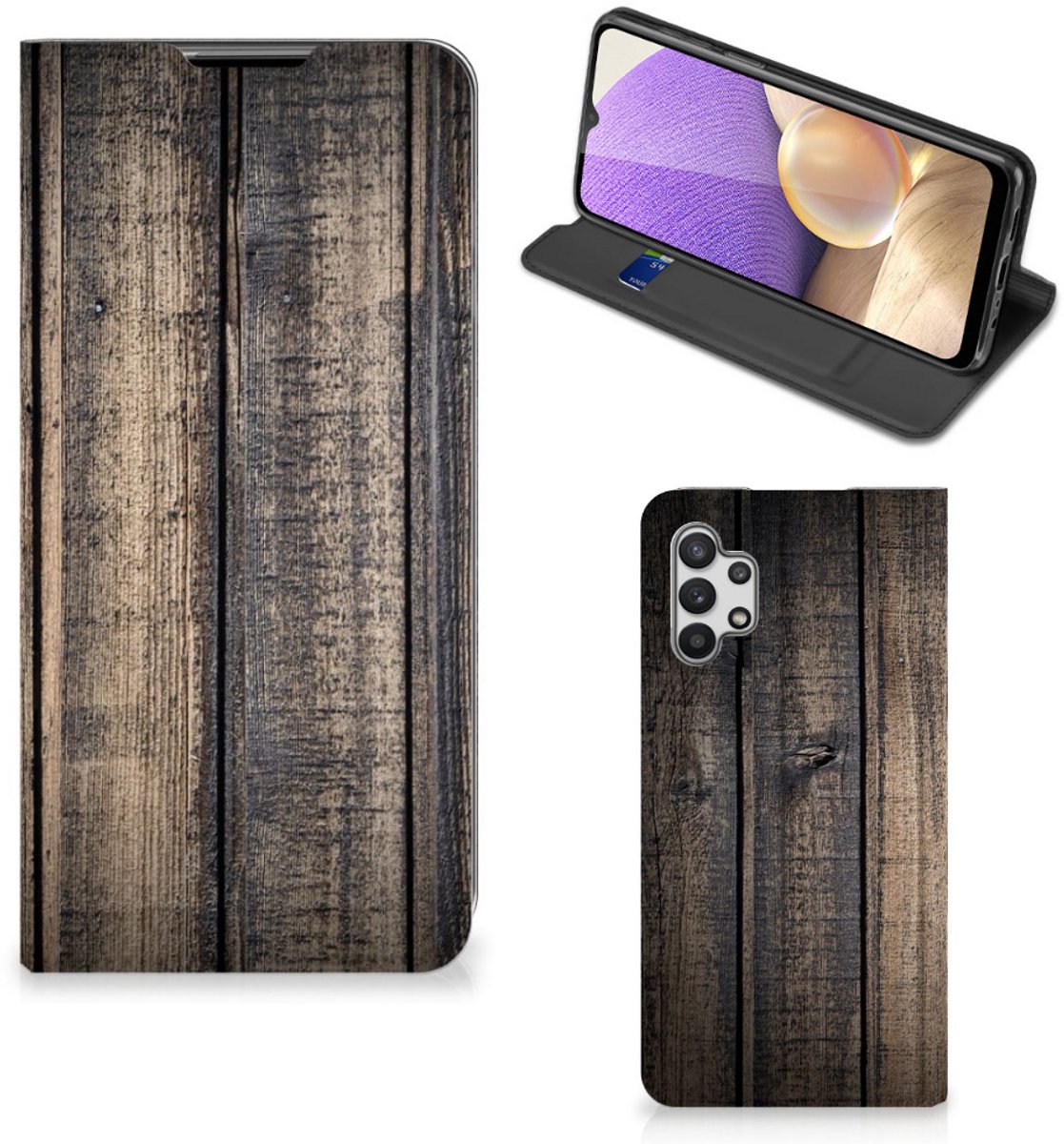 Standcase Hoesje voor Samsung Galaxy A32 5G Book Wallet Case Steigerhout