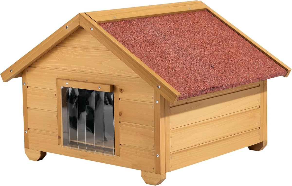 SNJY® Kattenhuis voor Buiten - Kattenhok - Kattenbak - Dierenhuis - 56L x 68B x 45H cm - Hout/Bruin
