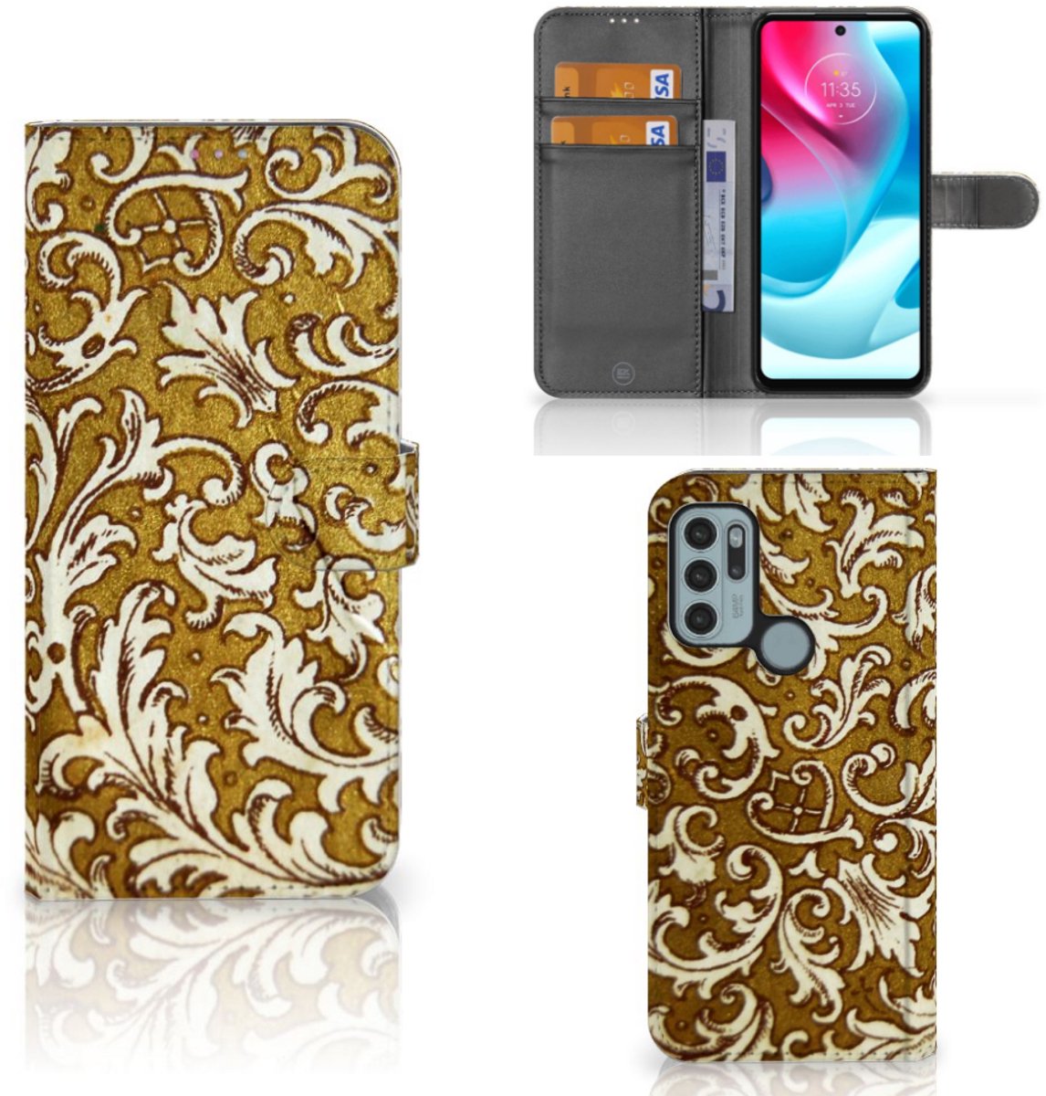 Wallet Case Motorola Moto G60s Barok Goud