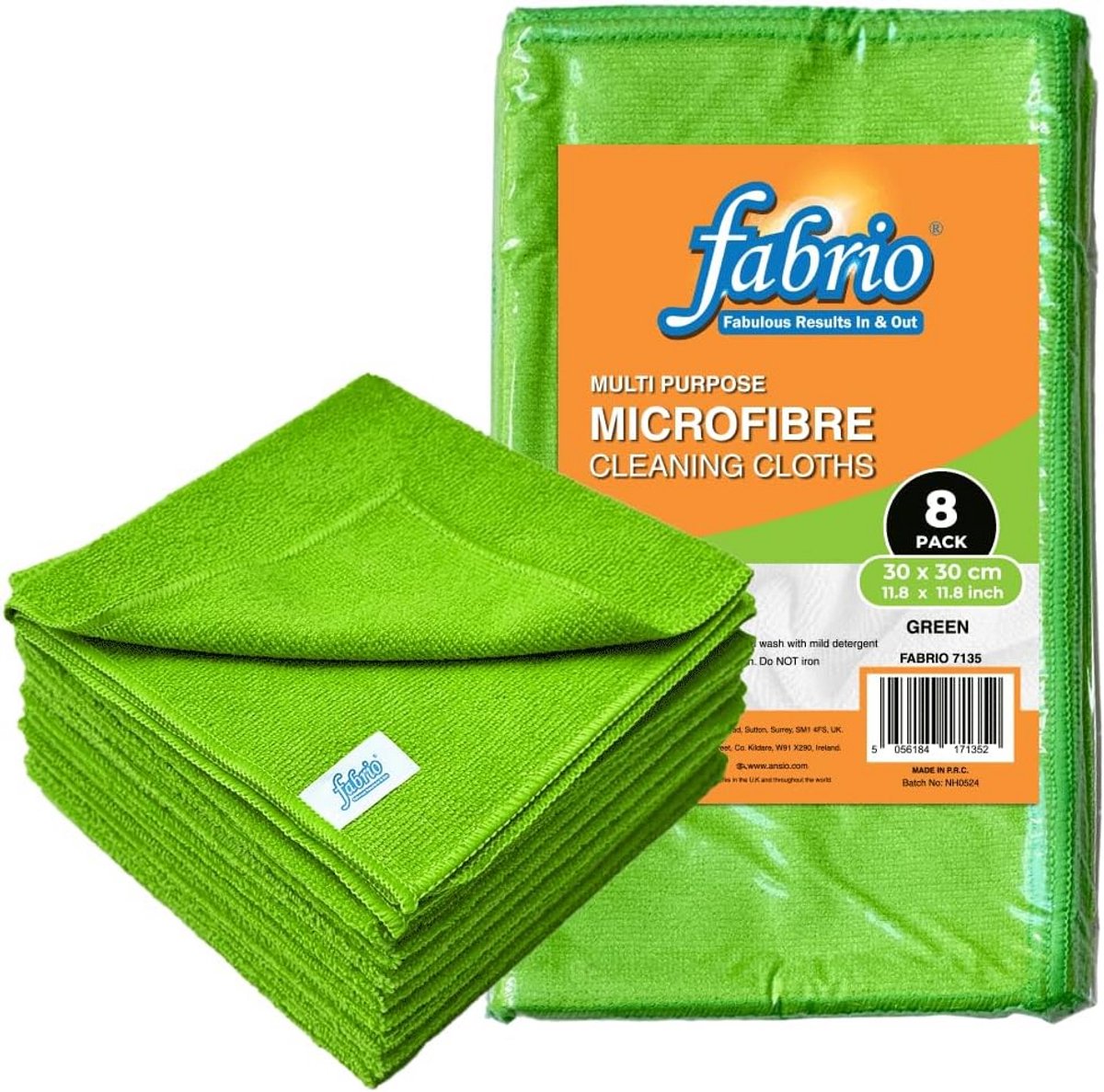 Microvezel Reinigingsdoek Groen 30cm x 30cm - Verpakking van 8 Stuks