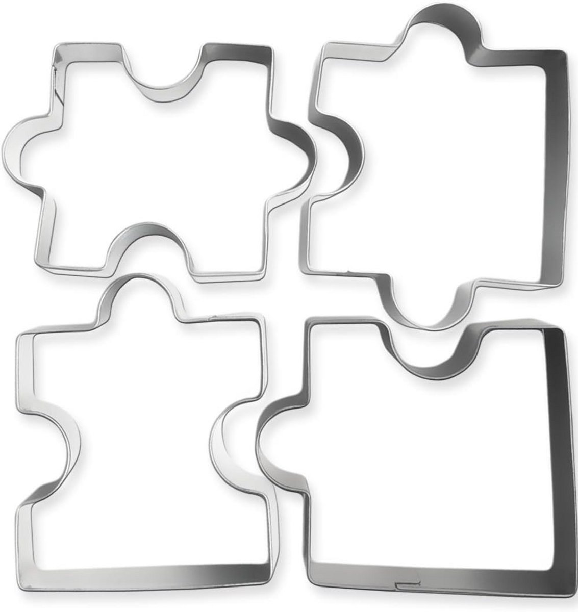 Puzzelvormen koekjesvormen - 4 stuks roestvrij staal voor creatieve bakprojecten