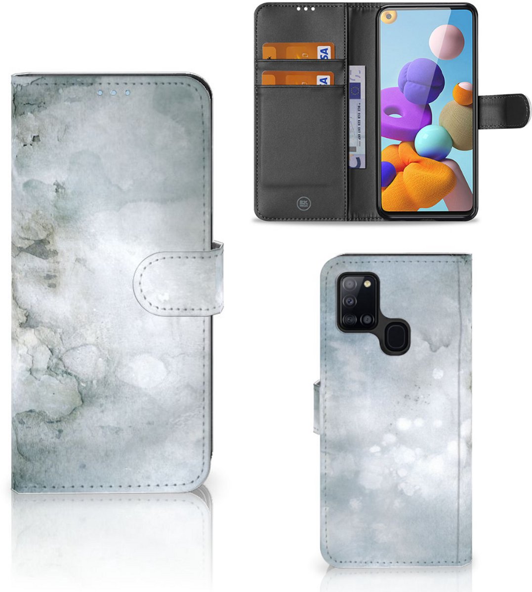 Boekhoesje voor Hoesje Samsung Galaxy A21s Painting Grey