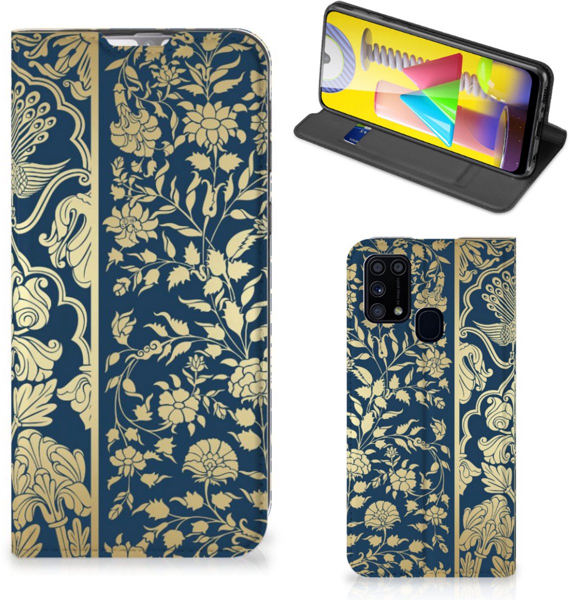 Standcase Hoesje voor Samsung Galaxy M31 Smart Cover Beige Flowers