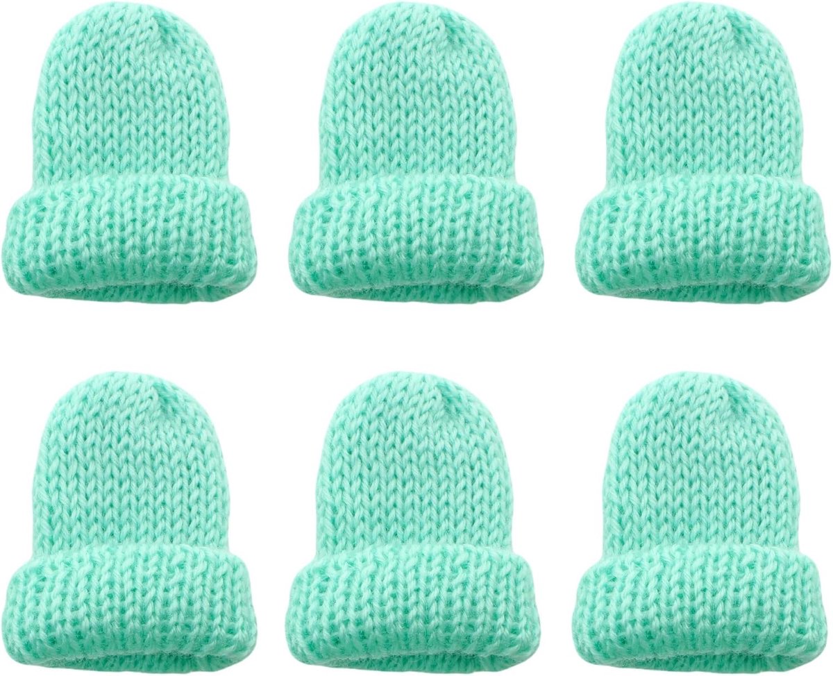 Set van 6 gebreide eierwarmers voor een gezellig ontbijt