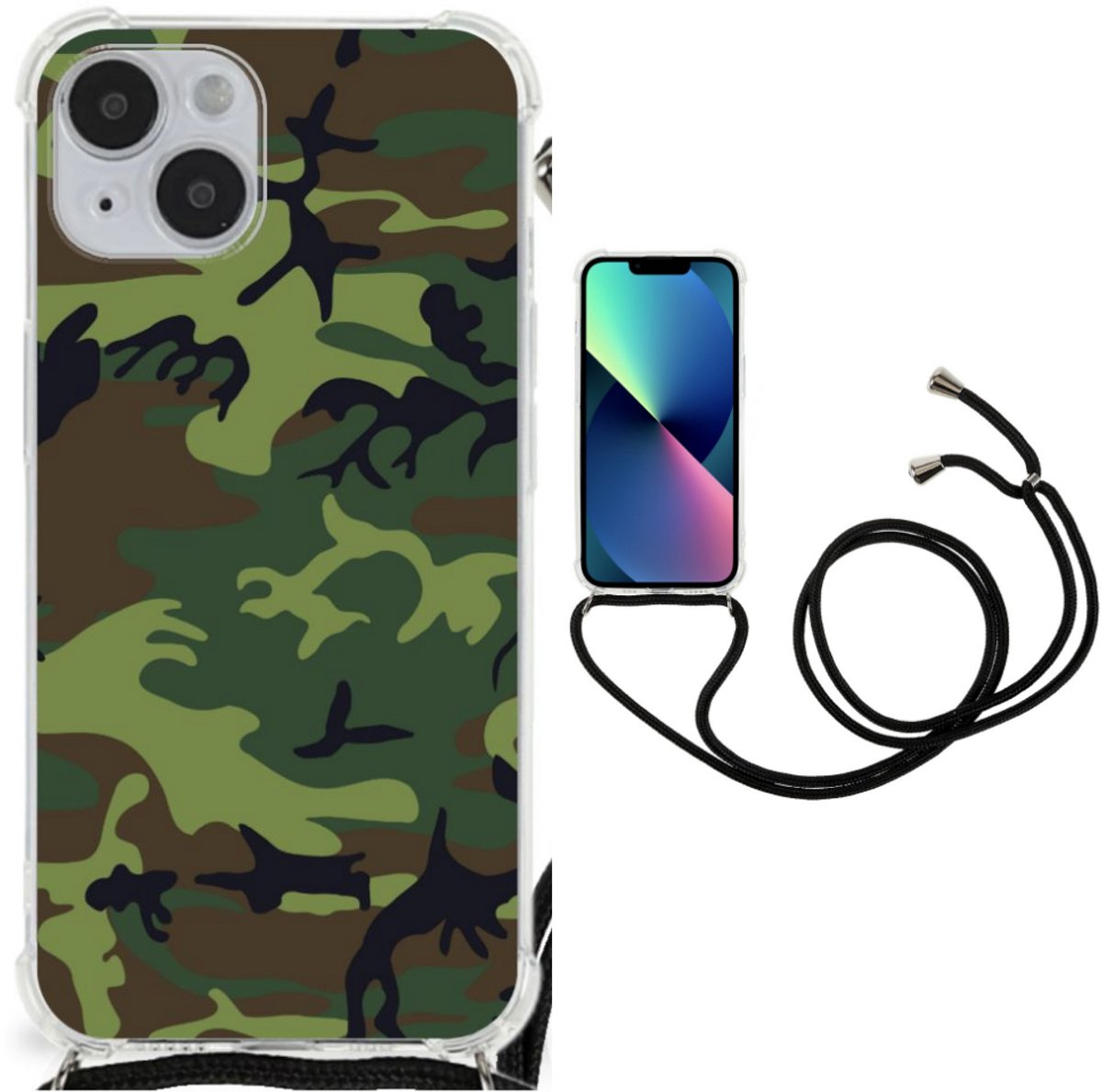 iPhone 14 Plus Doorzichtige Silicone Hoesje Army Dark