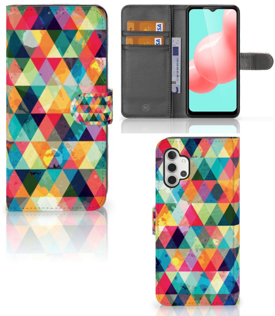 Book Case voor Samsung Galaxy A32 5G Telefoon Hoesje Geruit