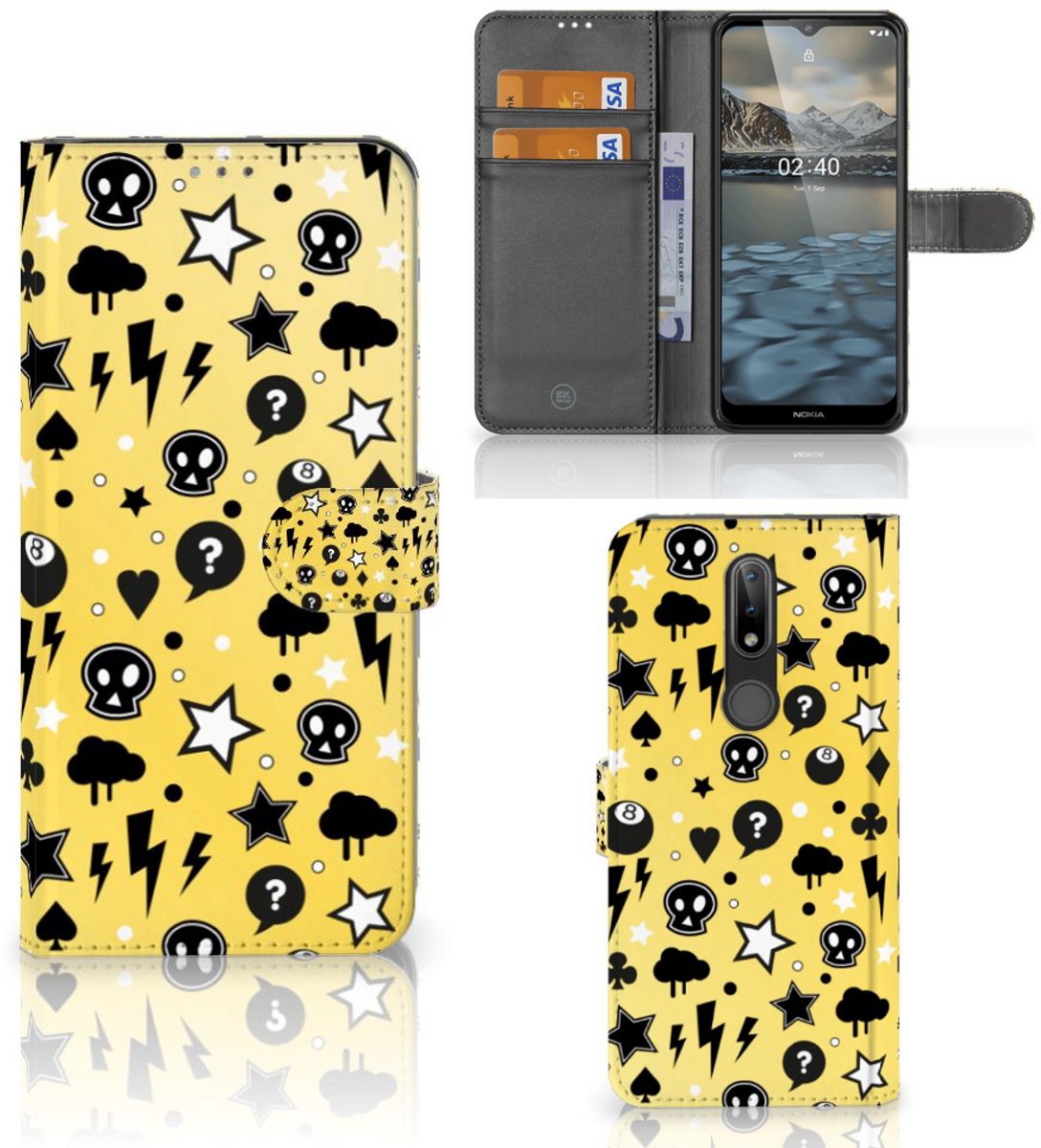 Telefoonhoesje met Naam Nokia 2.4 Punk Geel