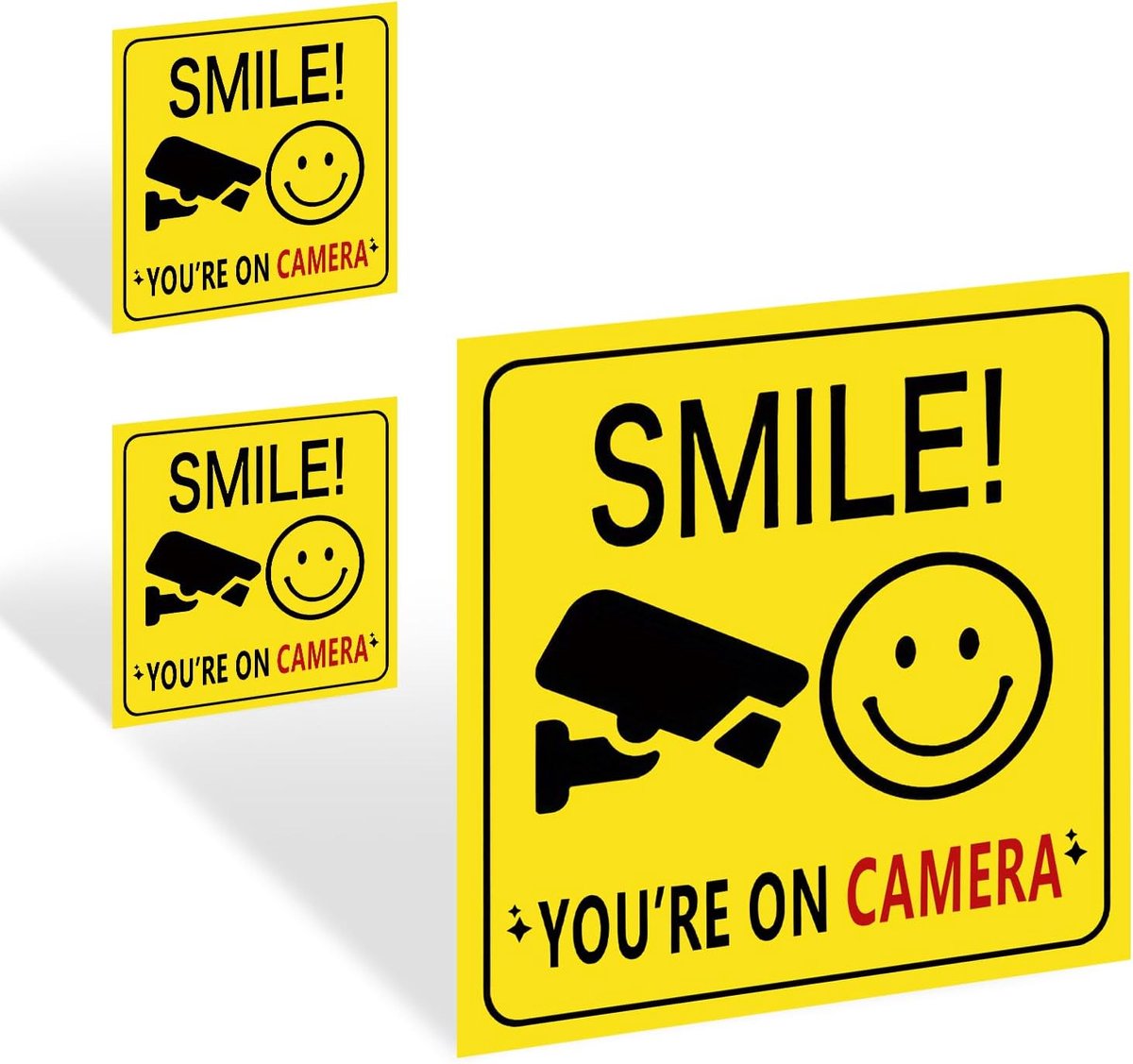 3 Stuks Zelfklevende Camera Waarschuwingsborden voor Buiten - Reflecterende CCTV Stickers (10 cm x 10 cm)