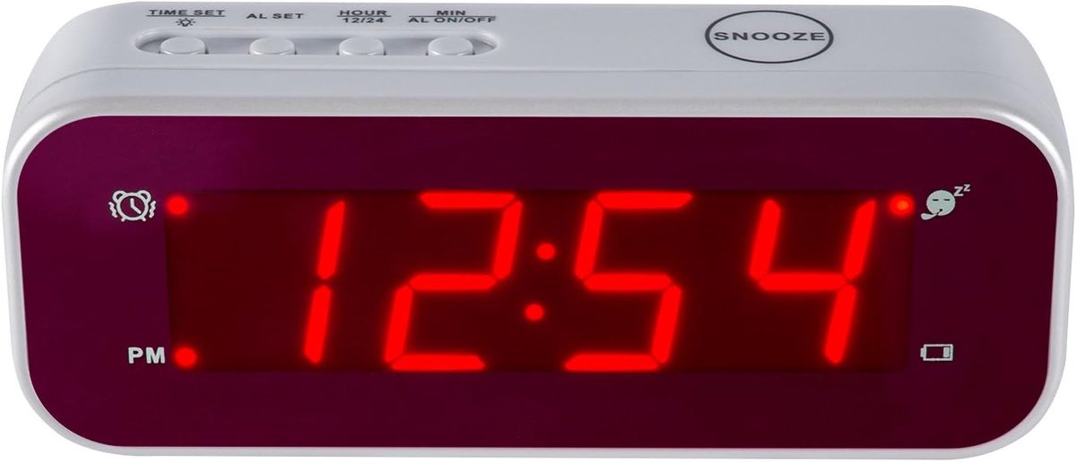 Digitale Batterij-aangedreven Klok met Snooze en Dimbaar LED-display - Draagbare Bureauklok voor Slaapkamer en Reizen