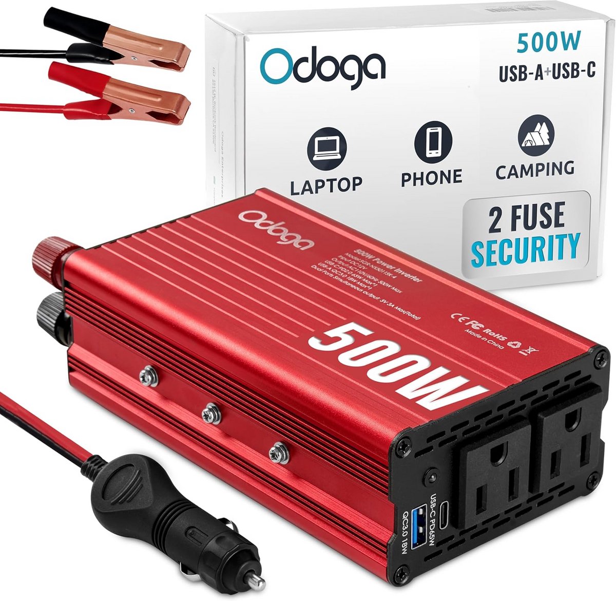 Car Power Inverter 12V DC naar 220V AC Omzetter - Voor Auto, Boot en Caravan