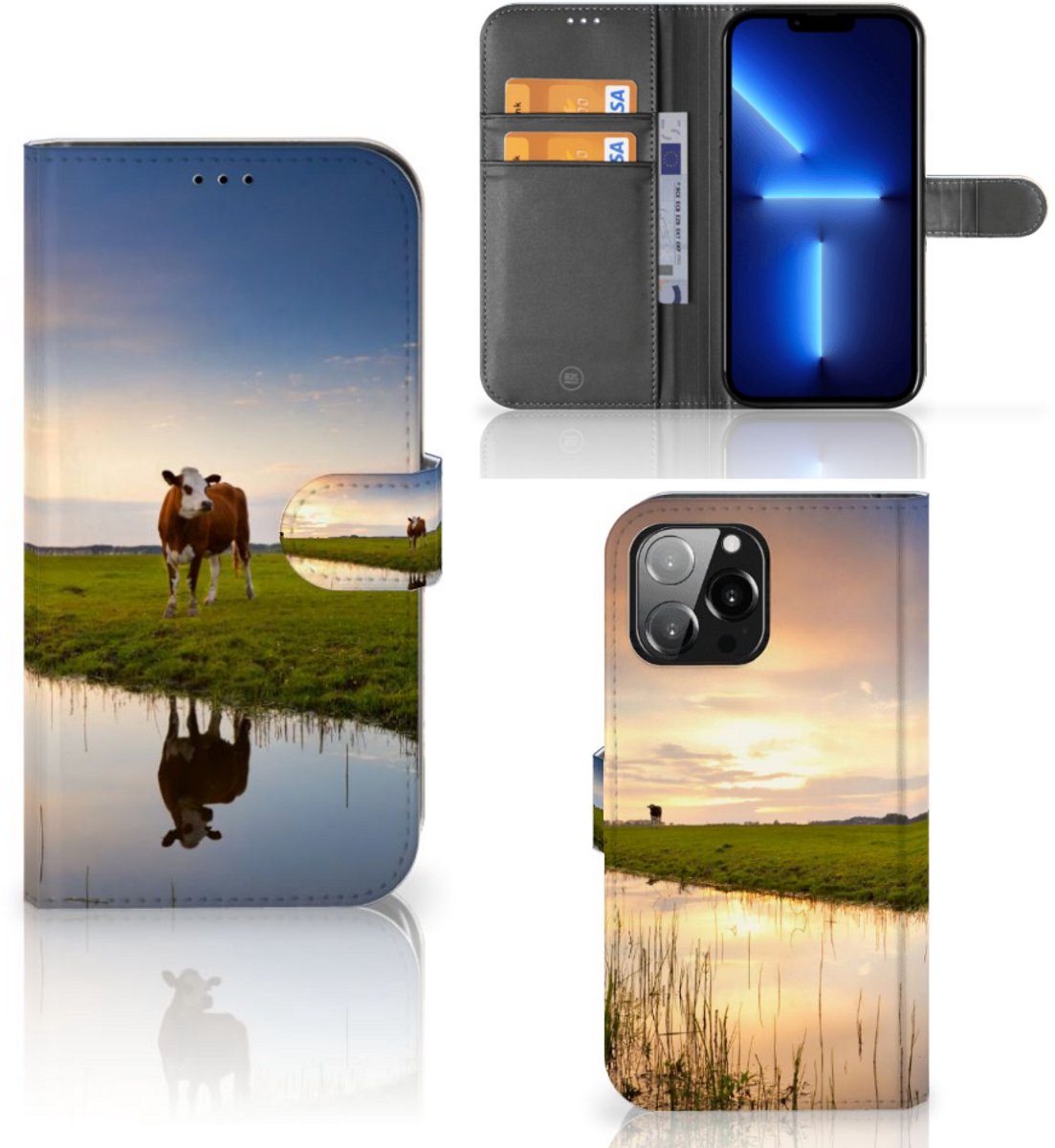 iPhone 13 Pro Max Telefoonhoesje met Pasjes Koe