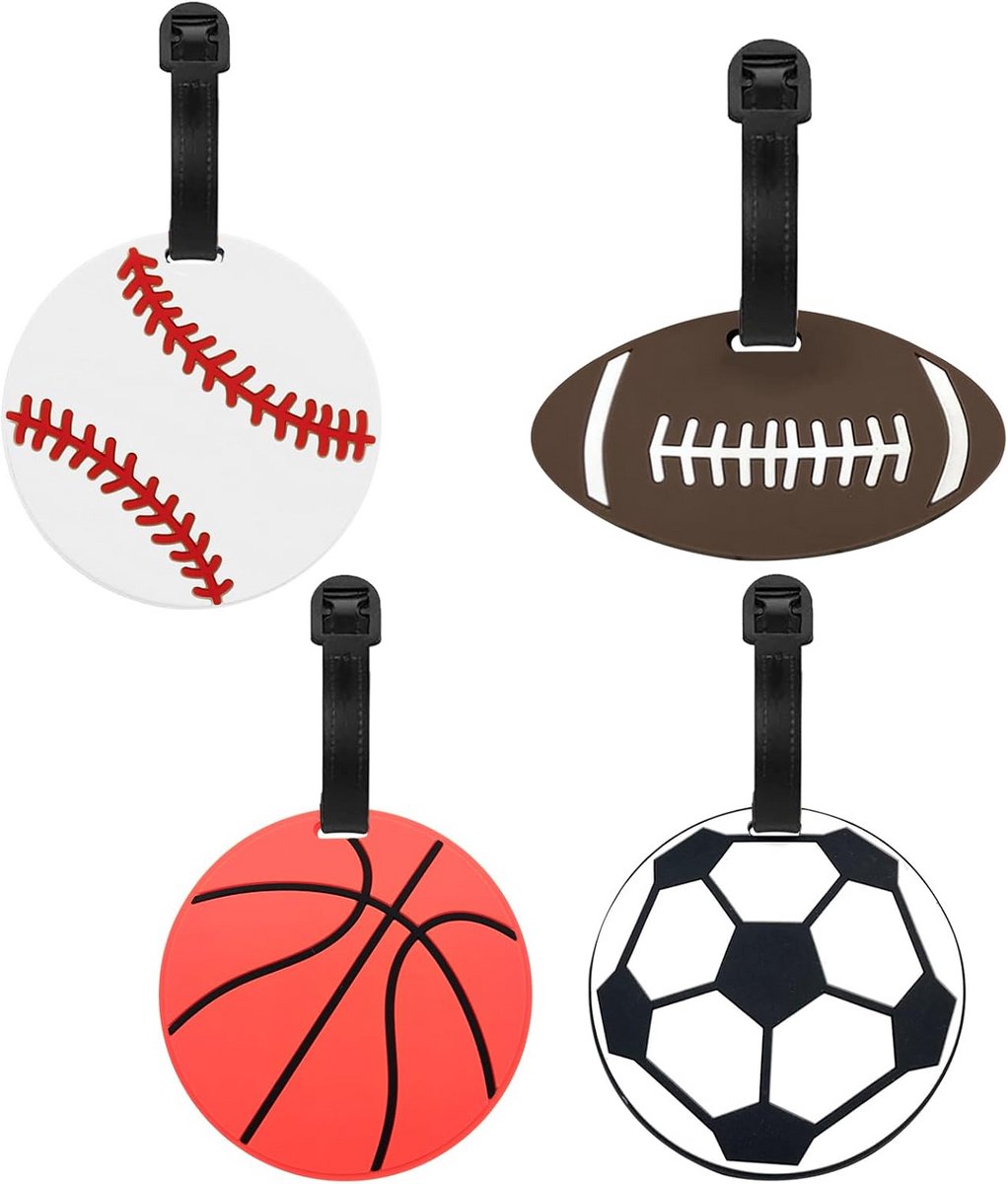 Grappige etiketten voor sportbagage en schooltassen - Set van 4 unieke bagagelabels voor kinderen