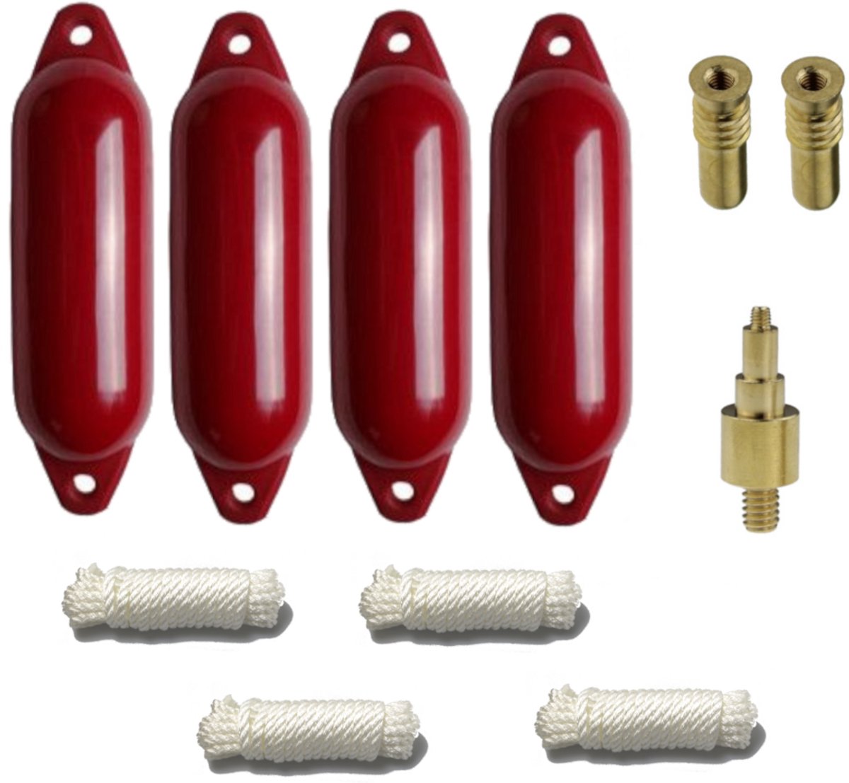 Set van 4 met Majoni Star 25 stootwillen incl. spatelleidingen, 2 vervangingsventielen, 1 ventieladapter - bordeaux rood, 58 x 15 cm