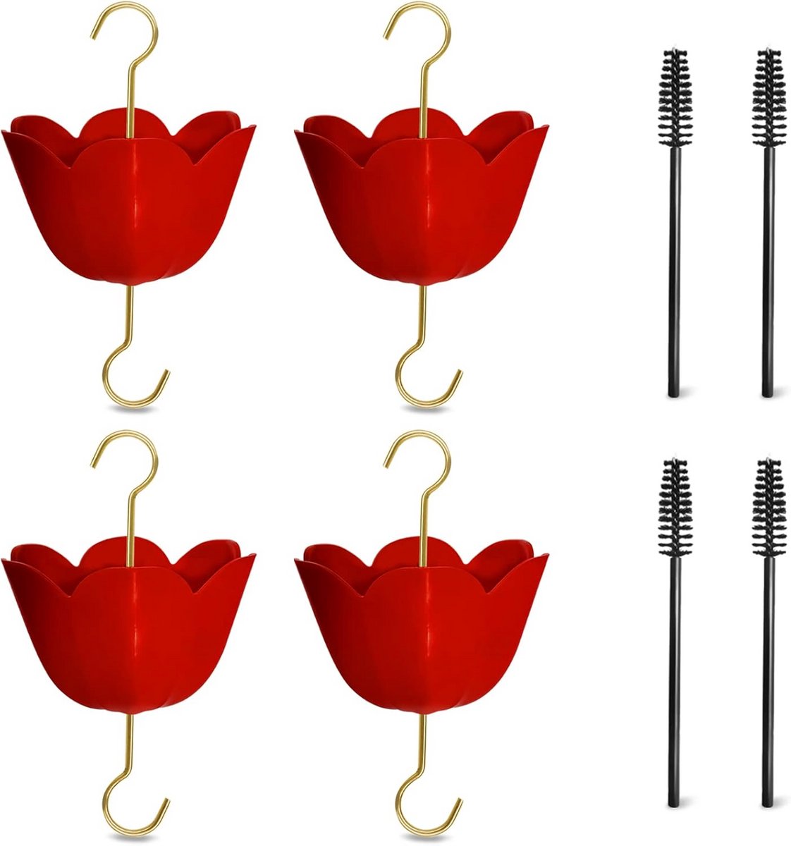 GESAIL Mierengracht voor kolibrievoeders, grote capaciteit beschermen nectar metalen haken mierenbescherming 4 borstels voor buiten patio tuin hangende feeders 4 stuks