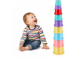 Let’s Play Stapelbekers - Stapel Cups Speelgoed Baby - Stack Up Cups Babyspeelgoed - Stapeltoren Bekers 9 stuks - Educatief Speelgoed Baby - Multicolor