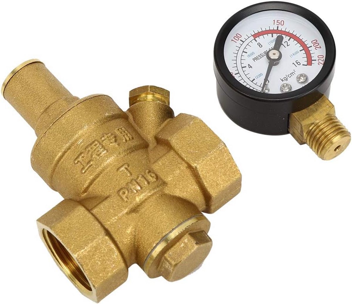 Verstelbare Waterdrukregelaar met Manometer DN20