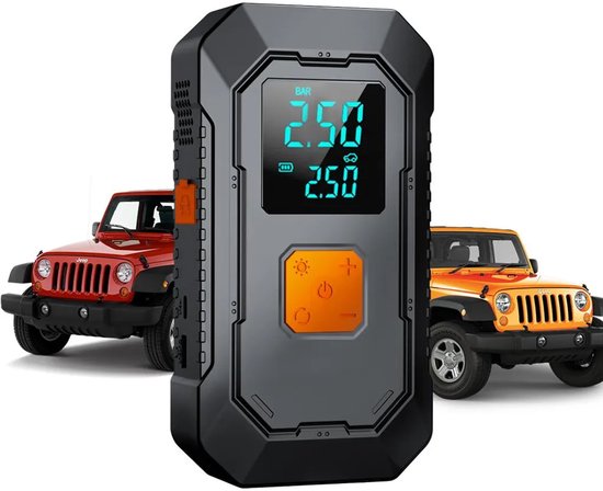 ES12 – 2-in-1 Emergency Power Pack & Air Compressor | 10,000 mAh, Auto Start, Digital Tire Pressure Display