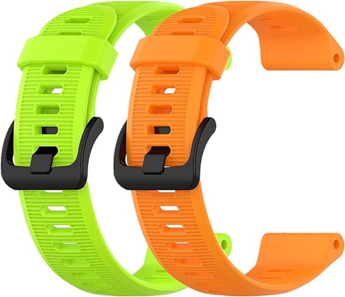 2 stuks silicone watch strap geschikt voor Garmin Forerunner 945-Forerunner 935 Band, Silicone Replacement Strap geschikt voor Garmin Fenix 6-Approach S60,Sports watch strap,Oranje + Groen