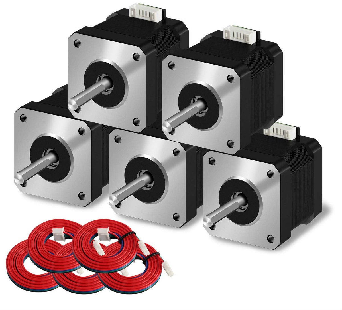 Nema 17 Stappenmotor voor 3D-printers - 42 x 40 mm, 1,5 A, 2-fasen, 4 draden, 1 m kabel