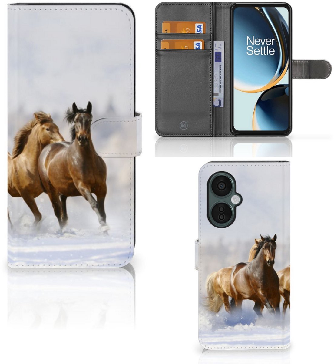 OnePlus Nord CE 3 Lite Telefoonhoesje met Pasjes Paarden