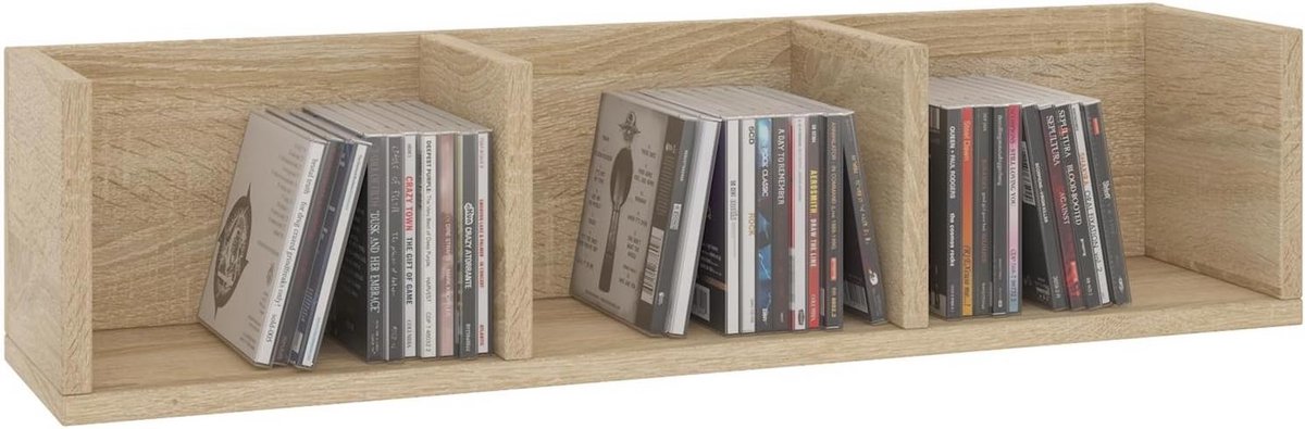 CD DVD Plank Wandrek met 3 Opbergvakken in Sonoma Eiken