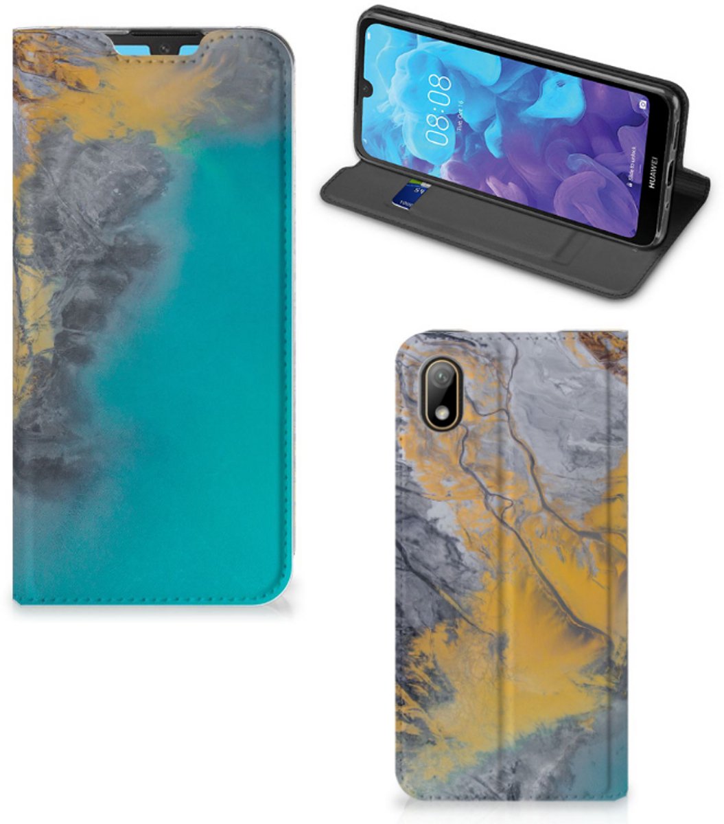 Huawei Y5 (2019) Standcase Marble Blue Gold