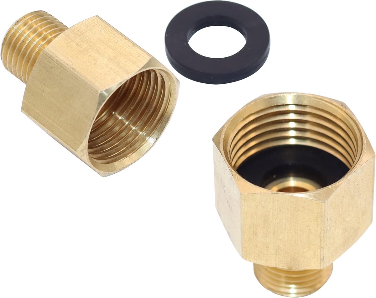 Gasslangconnector 1/2 inch naar 1/4 inch linkse schroefdraad adapter