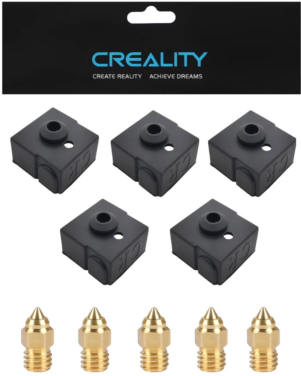 5 Stuks Spuitmonden 0,4 mm en 5 Siliconen Sokken voor 3D-printers