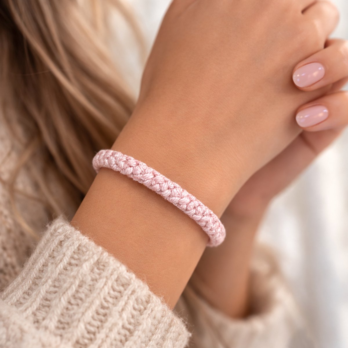 15 x Knekkie Haarelastiekjes met Kraaltje – Gevlochten Elastiek & Armband - Roze Stijl — cadeau in Mode & Accessoires - foto 5