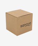 Bruine kartonnen verpakking met het zwarte Sanova logo erop.