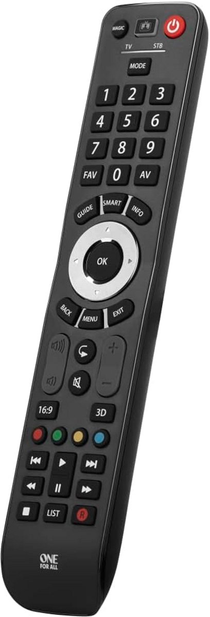 Universele afstandsbediening voor TV en ontvanger met leerfunctie